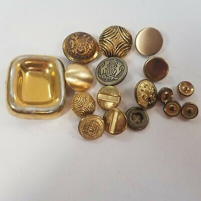 Lote de Botones Vintage Tono Dorado Metal Texturizado/Estampado Vástago