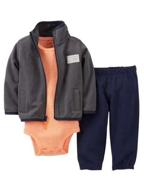 Carters Infant Boy 3 Piece Elephant Outfit Sweat Pants Creeper Jacket