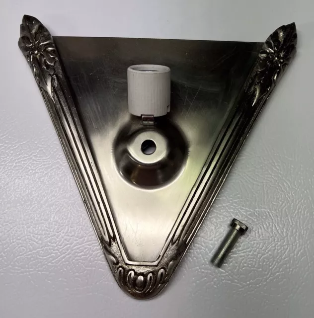 Vintage Art Deco Metal Slip Shade Triangle Wall Sconce Heavy Beautiful MCM Light