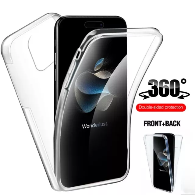 360° Full Body Case For iPhone 15Pro Max 15Pro 15Plus Silicone TPU Clear Cover