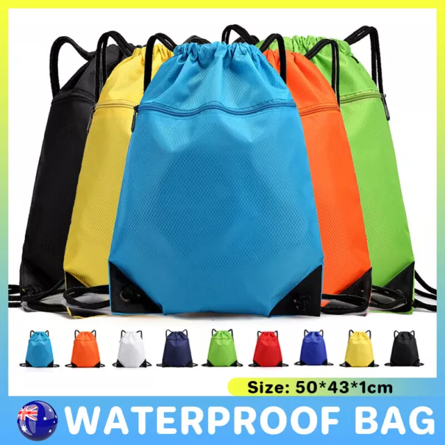 Women Mens Drawstring Backpack Bag Gym Sports Sack Portable Shoe Balls Bags