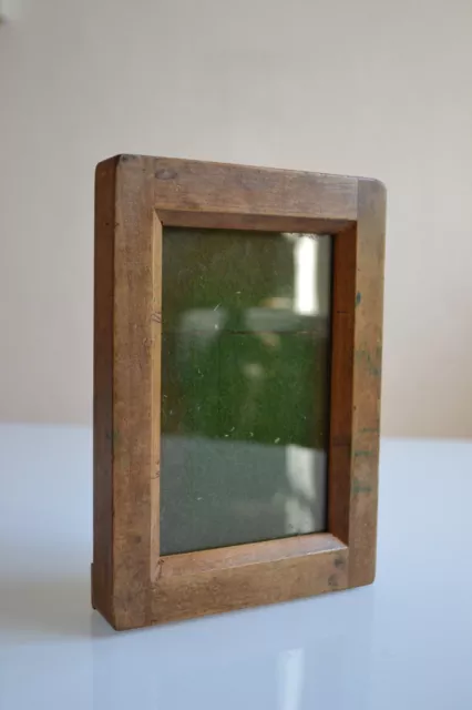 Ancien châssis presse photo en bois avec vitre en verre pour plaques 14 / 9 cm