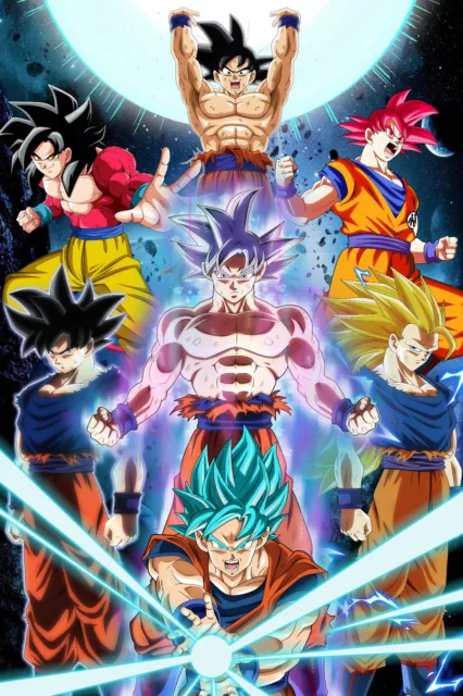 Dragon Ball Z/Super Poster Goku from SSJ to Ultra 12in x 18in Free Shipping