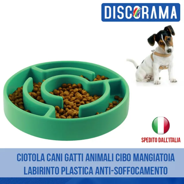 Ciotola Cani Gatti Animali Cibo Mangiatoia Labirinto Plastica Anti-Soffocamento