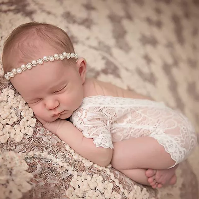 Newborn Baby Girl Lace Floral Romper Bodysuit Photo Props Photography Costumes