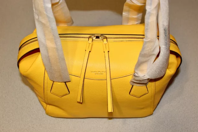 Genuine Tory Burch Perry Satchel Lemon Drop Yellow Leather Handbag Purse ~ NWT