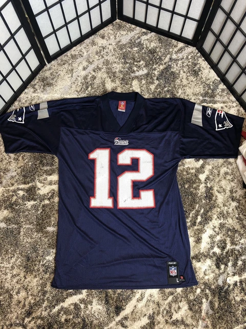 Reebok Players TOM BRADY Blue NEW ENGLAND PATRIOTS Men NFL Team Replica JERSEY L