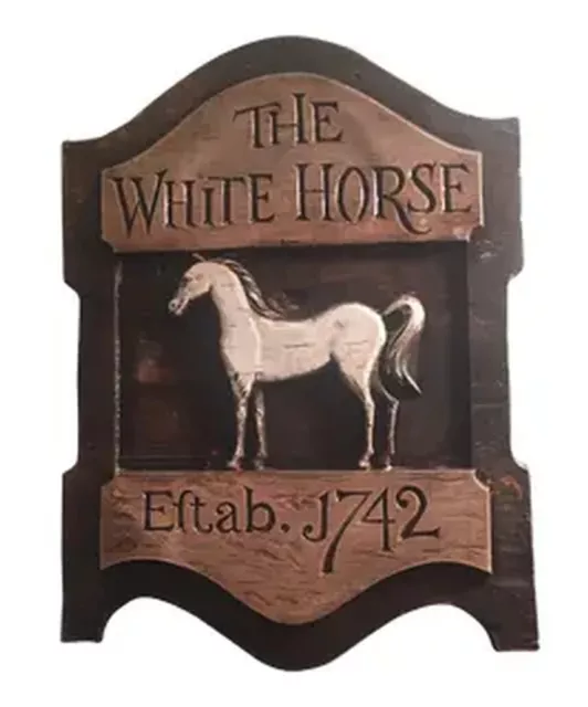 Vintage White Horse Saloon Sign with Certificate of Authentication