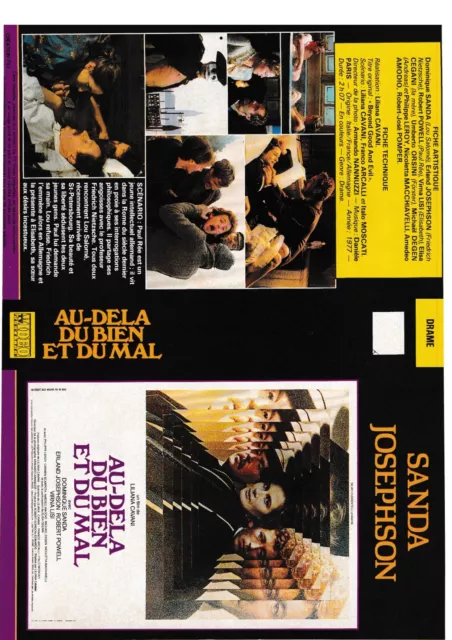 JAQUETTE VHS (seule) : AU-DELA DU BIEN ET DU MAL / L'HOMME DE RIO