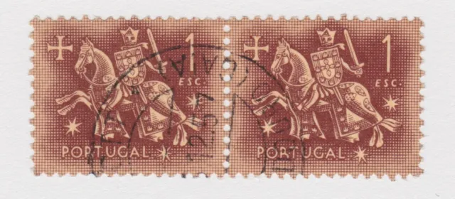 Briefmarke Paar Portugal 1956 " Ritter auf Pferd" 1 Escudo