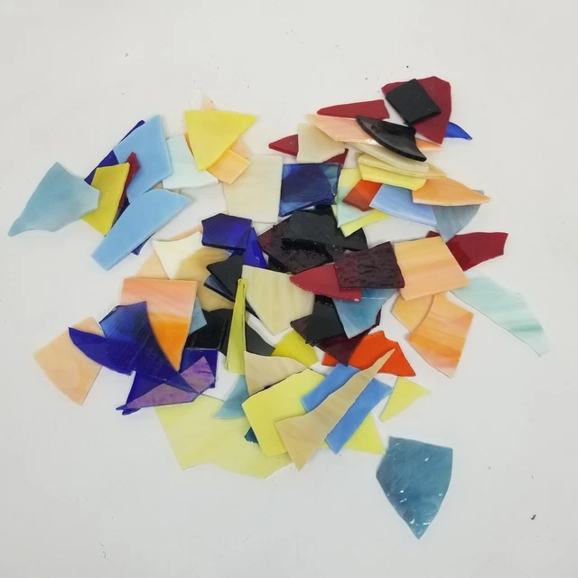VINTAGE STAINED GLASS Assorted Small Pieces and Colors 1 pound S 15 7.
