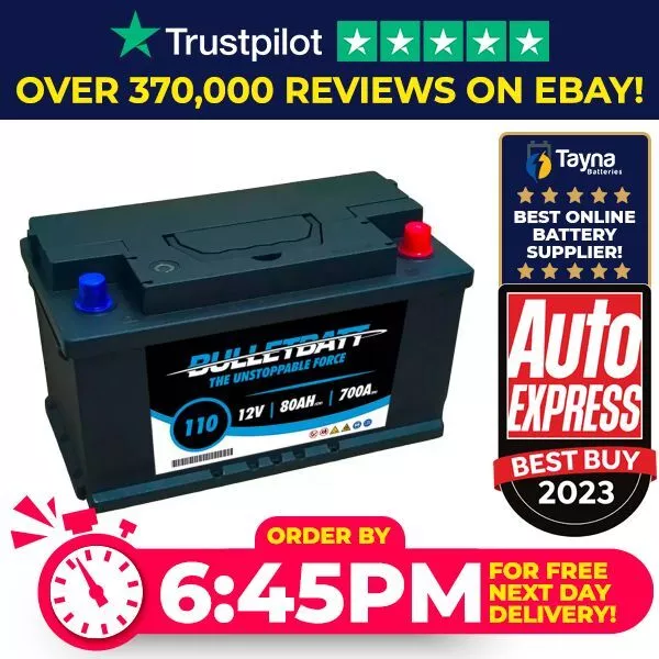 110 BulletBatt Car Battery 12V 80Ah - 4 Year Guarantee - Next Day Delivery