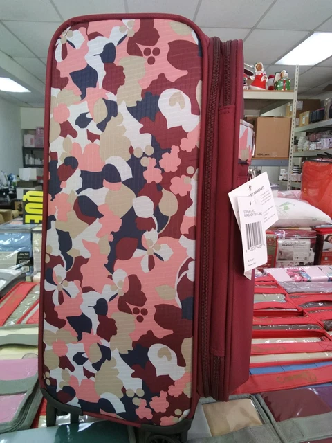 Samantha Brown 22" Spinner with Satchel 2-piece Set - Burgundy Geo Camo - New 7