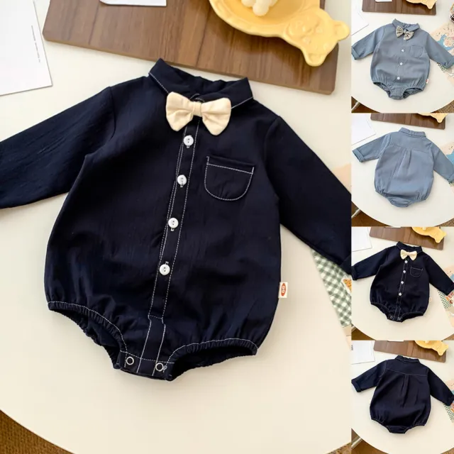 Baby Boys Romper Long Sleeve Playsuit Tracksuit Bodysuit Romper Clothing Set UK