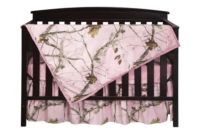 Carstens Real Tree AP Camo 3-Piece Crib Sheet Set, Pink