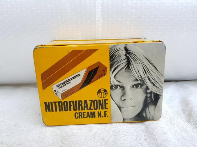 Vintage Old Nitrofurazone Cream NF Medicine English Lady Print Tin Box TB799