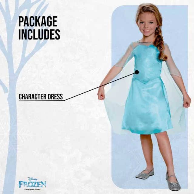 Costume ufficiale Disney Frozen Elsa bambini ragazze blu principessa abito elegante 3