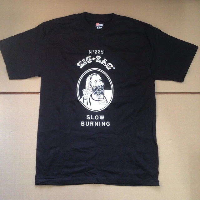 Zig-Zag Rolling Papers T-Shirt Slow Burning Classic Black SIZE MEDIUM V135