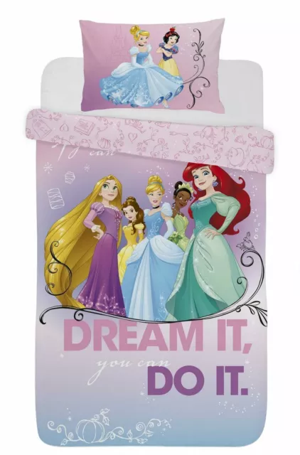 Disney Princess Single Double Duvet Cover Reversible Bedding Set.