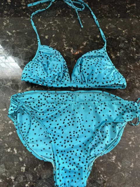 CUPSHE Women's Bikini Top Blue Halter Back Tie Bathing Suit Small Seaf –  Parts Frog
