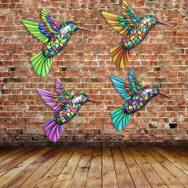 4X Metall Vogel Wandkunst Skulptur Außen Wandbehang Deko for Garten / Heim Dekor 2