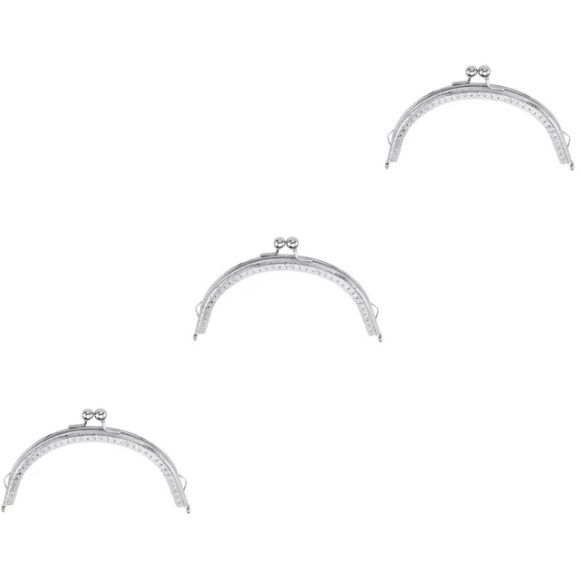 3 piezas Cartera de hierro de arco semicircular de 10,5 cm Marco Bolsa de monedas Cuentas de plata decorativas