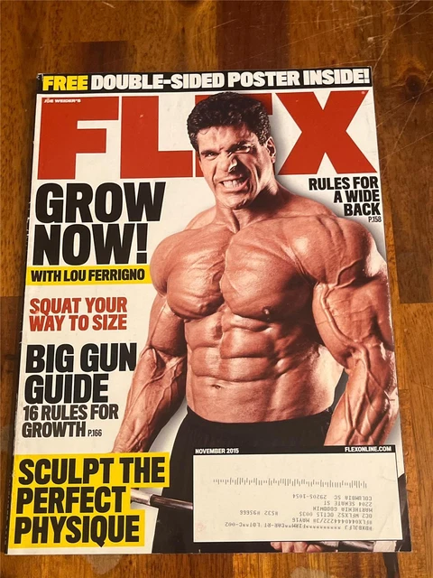 FLEX BODYBUILDING MUSCLE magazine Incredible Hulk LOU FERRIGNO 11-15 £5 ...