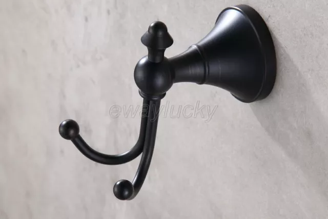 Oil Rubbed Brass Hooks Coat Hat Clothes Robe Double Holder Rack Hook Wall Hanger