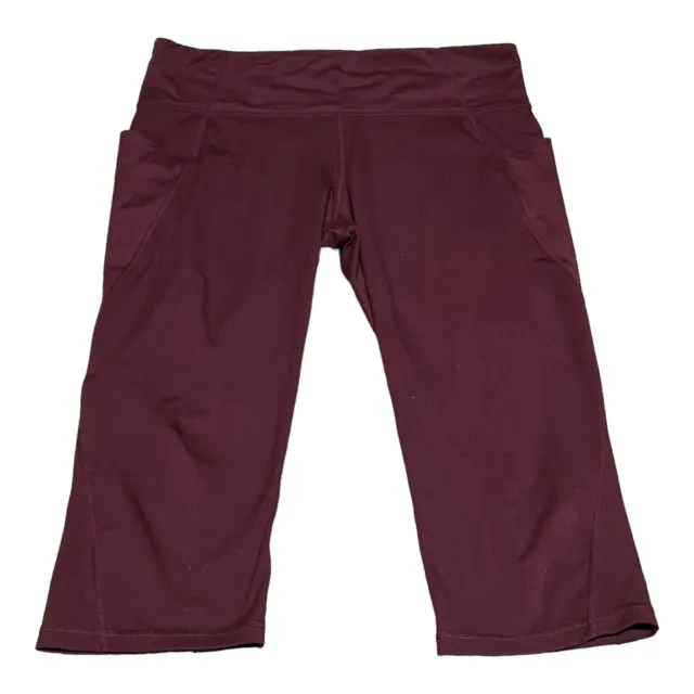 Xersion High Rise Capri Anti-odor Leggings Size XXL Maroon Pockets Workout