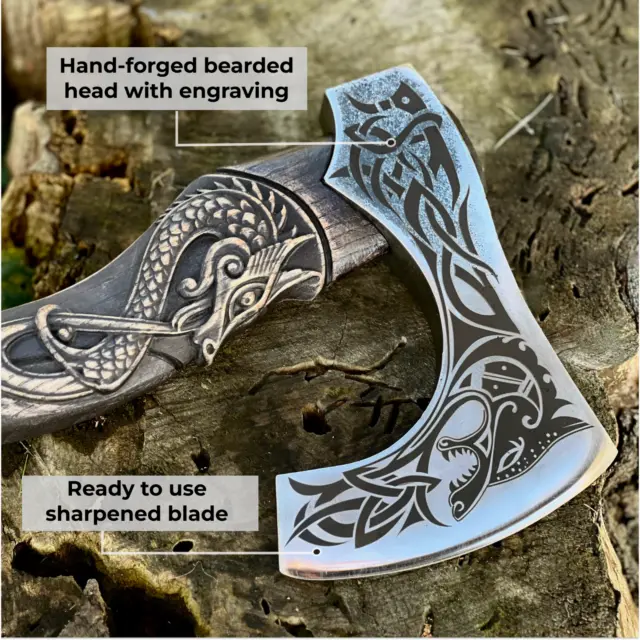 Viking axe Hand forged hatchet Handmade ax High carbon steel tomahawk 18" 46 cm