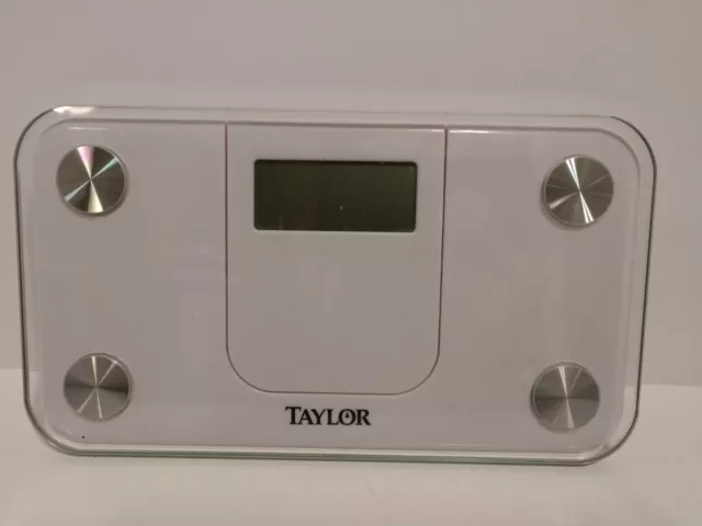 Taylor ~ Spacesaver DIGITAL BATHROOM SCALE ~ Lithium Glass Mini 350lb Compact