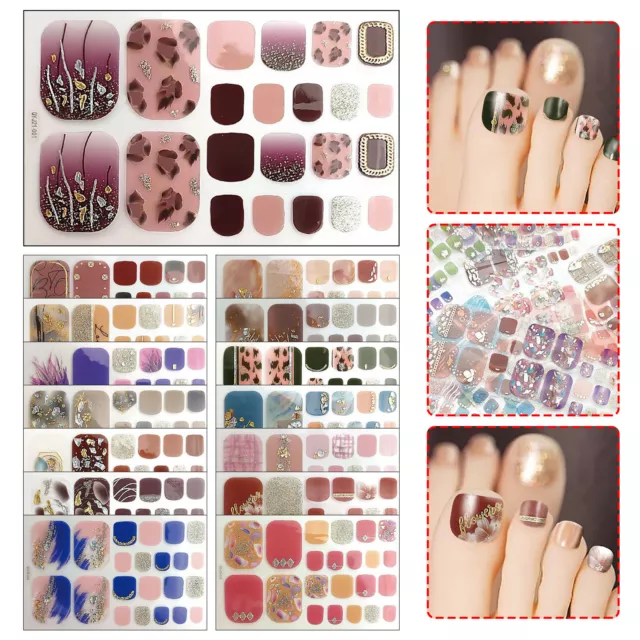 Fashion Summer Toe Nail Stickers Wraps Nail Art Decoration Black Self-stick New