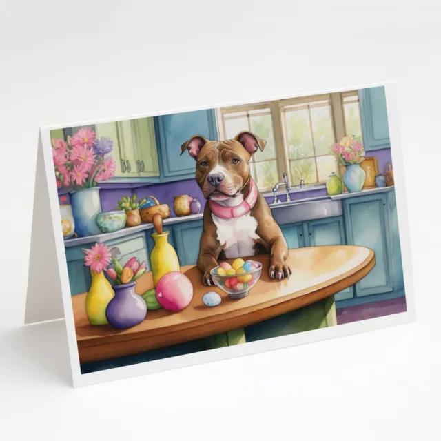 Decorating Easter Pit Bull Terrier Greeting Cards Envelopes Pk 8 DAC6868GCA7P