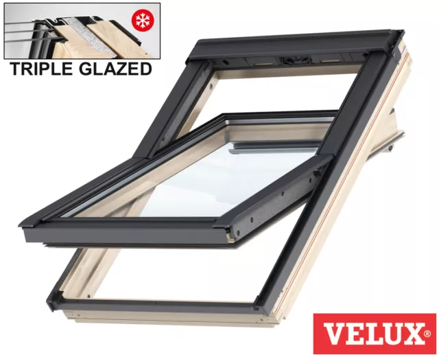 VELUX Triple Glazed Pine Centre Pivot Roof Window Attic Loft Skylight Rooflight