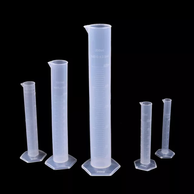 10/25/50/100/250ML Plastic Measuring Cylinder Laboratory Test Graduated Tube F4 2