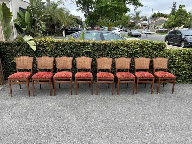 Lot Of Eight French Cane Back Foldable, Folding Dining Chairs