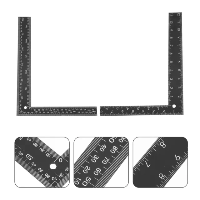 2 Pcs Square Portable Students Rulers Stainless Steel Angle Multifunction