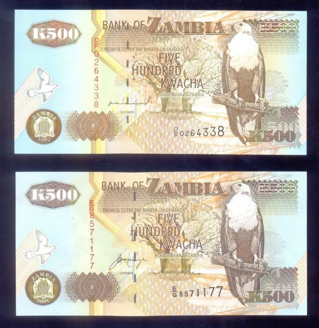 Zambia  500 Kwacha  1992, 2001  P39a,c  UNC