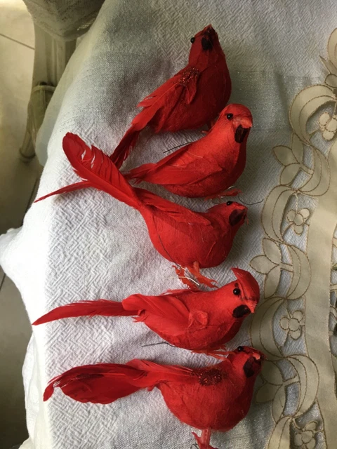 5 Decorative Red Cardinal Birds