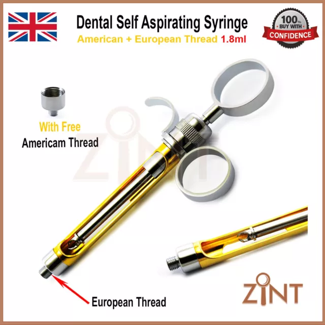 Seringue auto-aspirante dentiste 1,8 ml cartouche dentaire anesthésie injection neuve