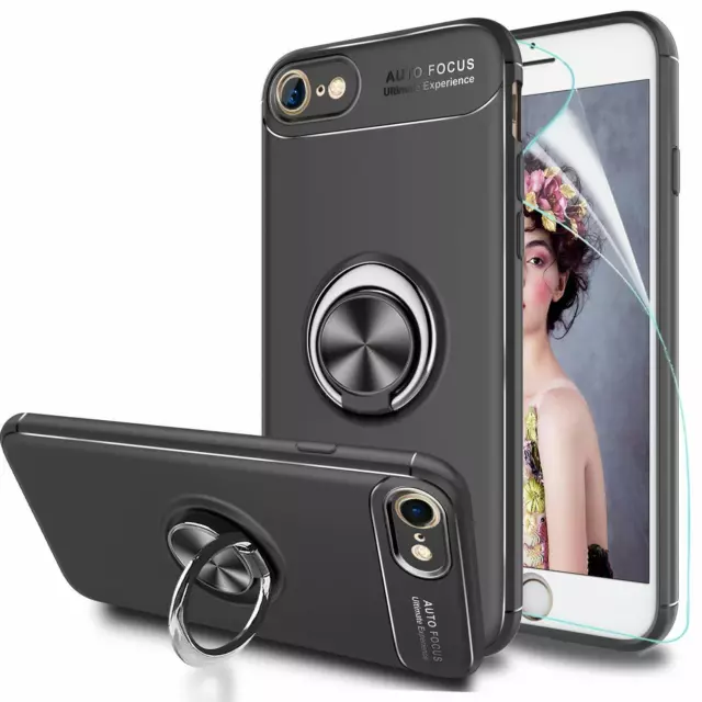 Funda Silicona Con Soporte Magnetico Anillo Giratorio 360º Para Iphone 7 / 8 3