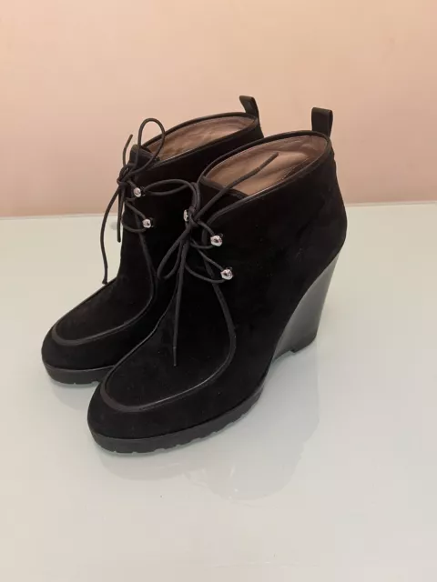 Michael Kors Beth Wedge Boot Black Suede Size 38 1/2 US 8.5