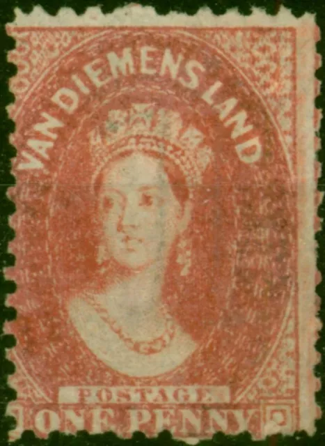 Tasmania 1865 1d Dull Vermilion SG69 P.12 Fine Unused