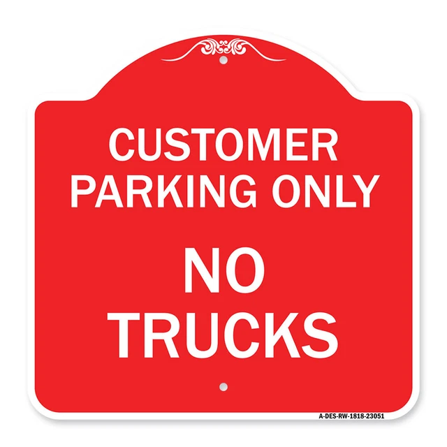 Designer Series Reserved Parking Sign Customer Parking Only No Trucks Metal Sign