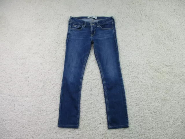 Hollister Jeans Girls 1S Youth Blue Denim Skinny Leg Casual 29x26 Dark Wash Logo