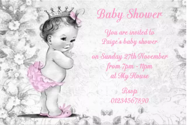 10 Beautiful Personalised Boy or Girl Baby Shower Invitations Invites