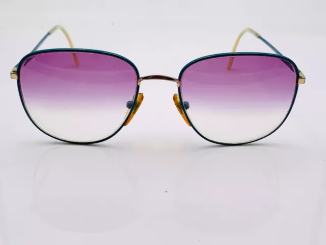 Vintage Blue Gold Metal Oval Sunglasses Italy FRAMES ONLY