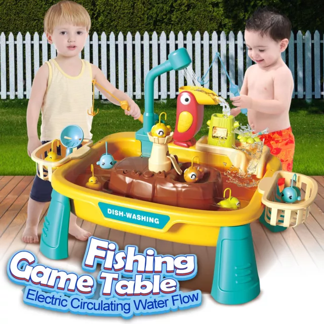 Fishing Game Table Toy With Running Water Children Role Play Electric Activity