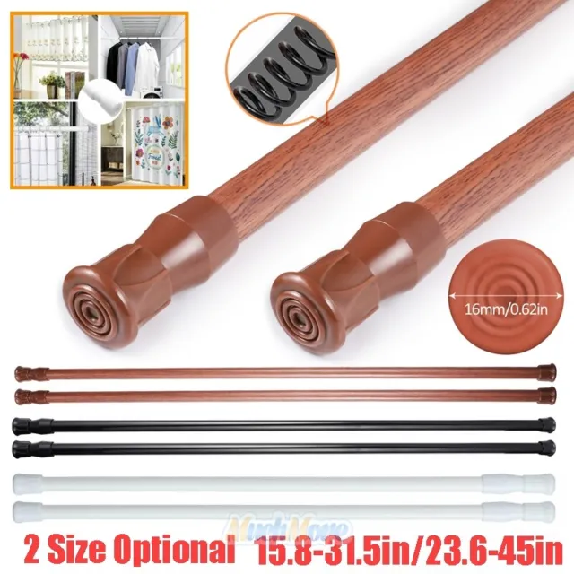 2-6PCS Curtain Tension Rods | 15 to 43 inches(Approx.) Spring Curtain Rod Set US