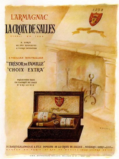 ▬► PUBLICITE ADVERTISING AD Armagnac La croix de salles R. B. Sibia